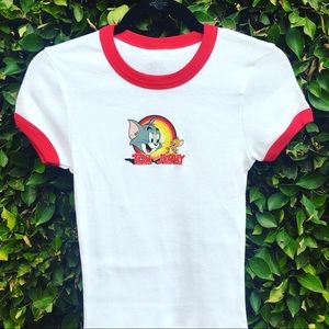 Vintage White Red Ringer Tee